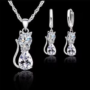 Sterling silver cat pendant necklace